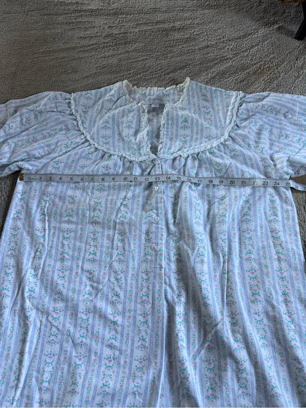Lanz of Salisbury Floral hearts sleep dress midi long sleeve Pink blue large - Picture 5 of 7
